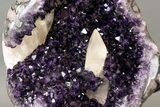 Deep Amethyst Geode With Large Calcite Crystals #227744-2